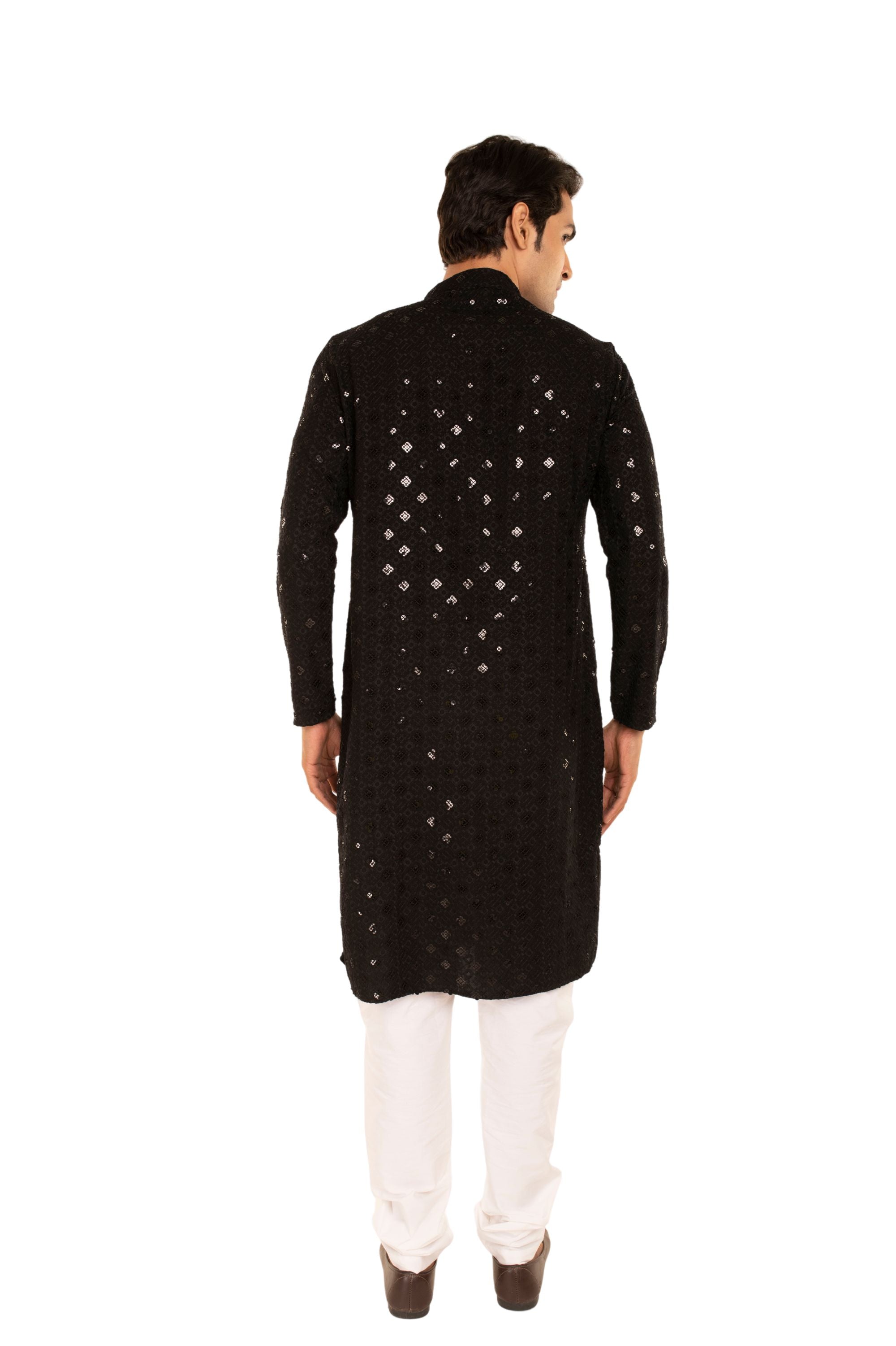 Men Jacquard Pattern Chikankari Kurta