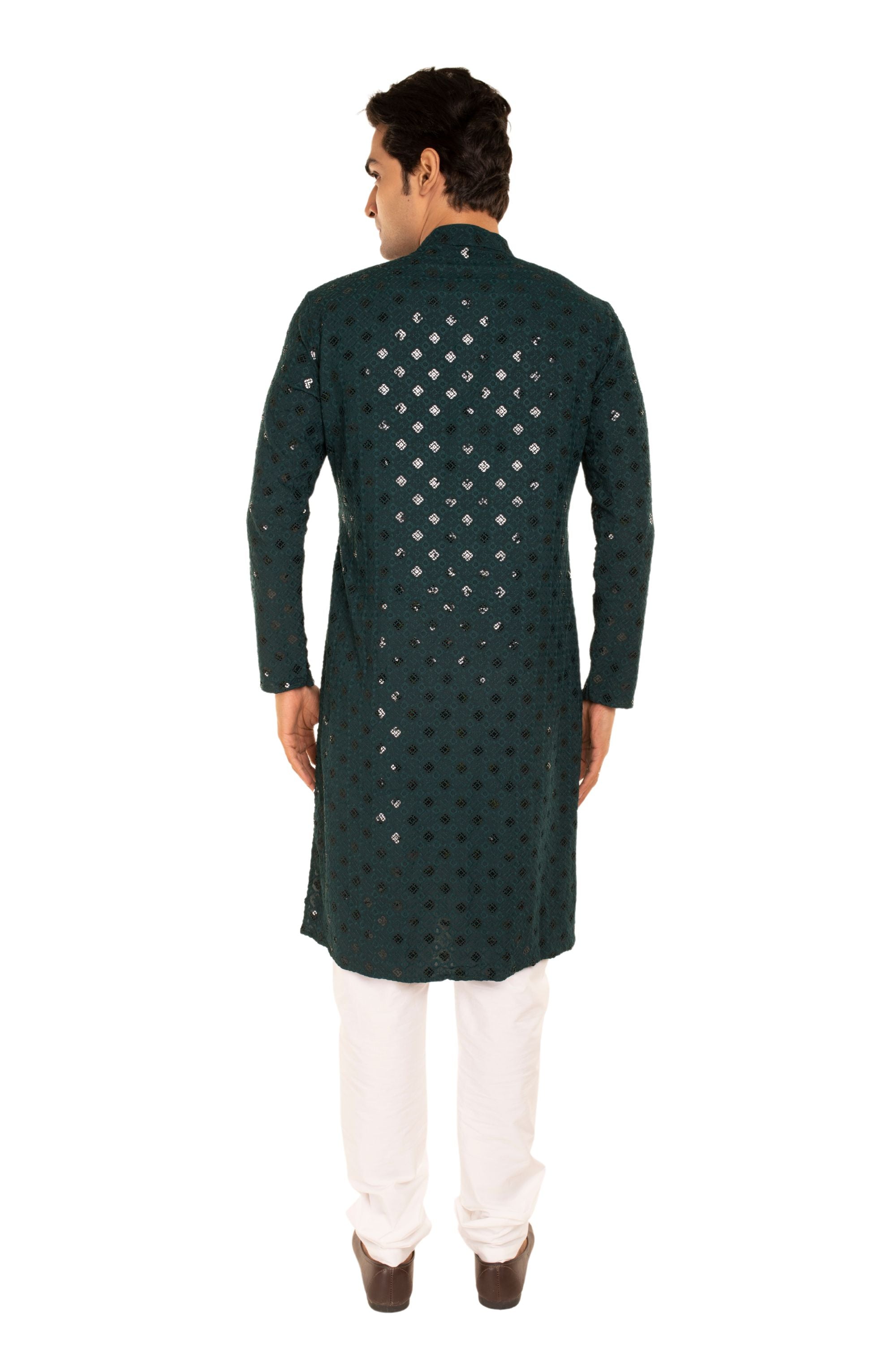 Men Jacquard Pattern Chikankari Kurta
