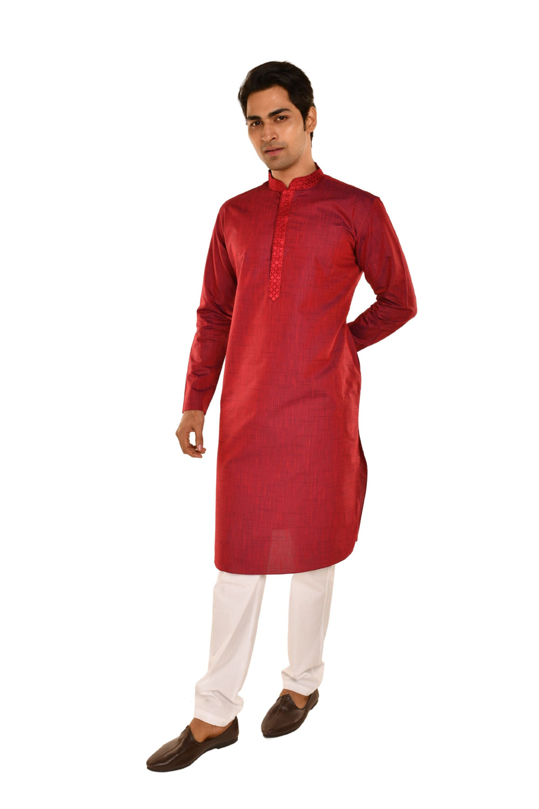 Embroidered Straight Kurta Maroon
