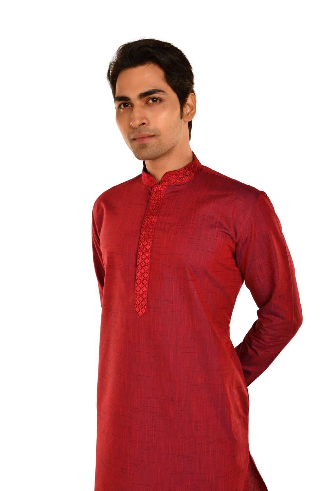 Embroidered Straight Kurta Maroon