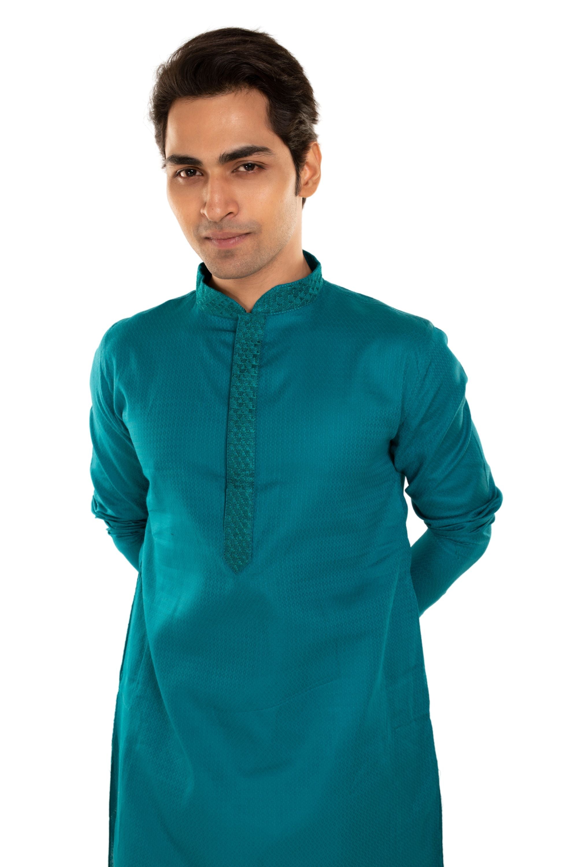 Self Designed Kurta with Neck Embroidery