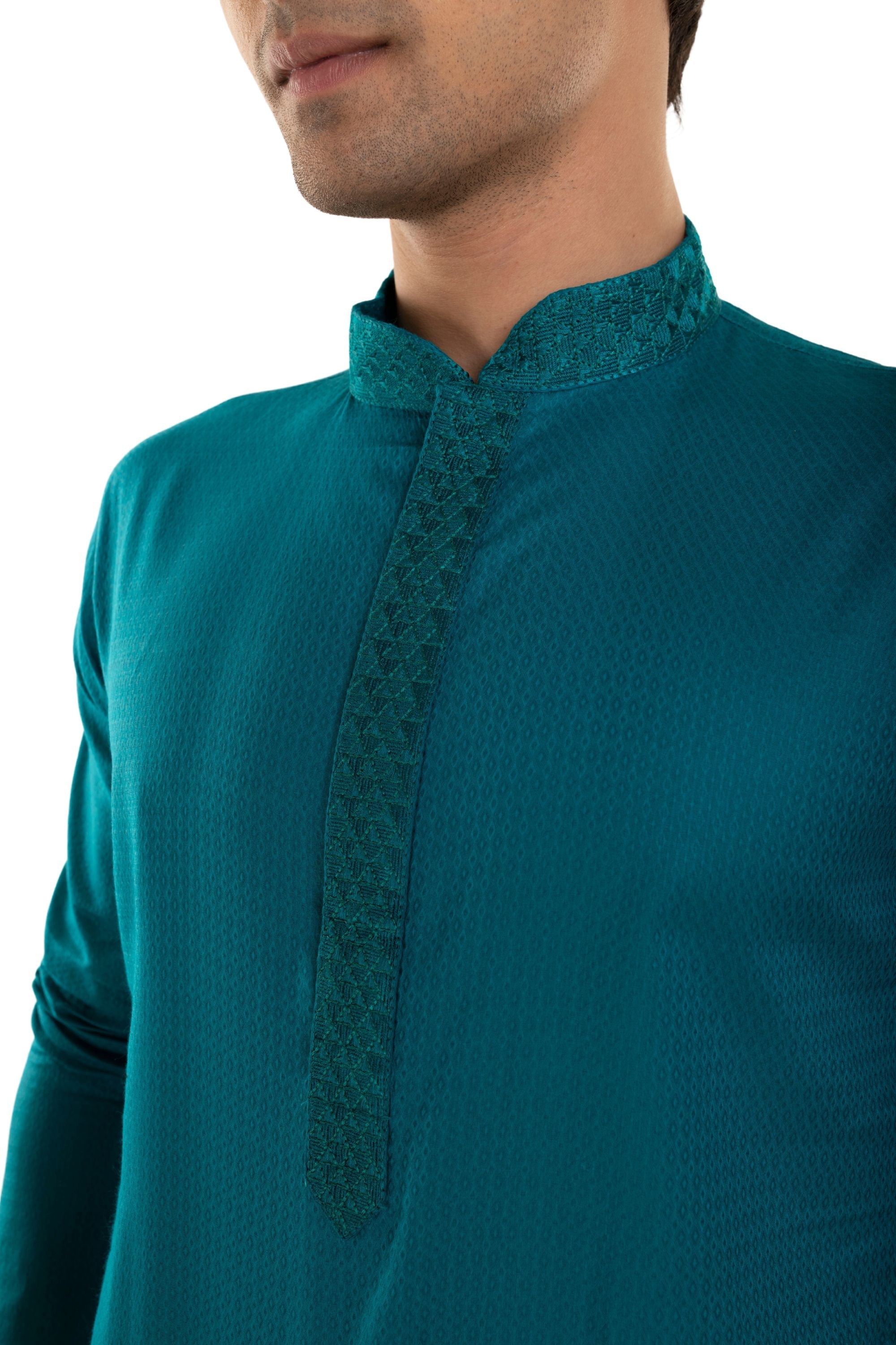 Self Designed Kurta with Neck Embroidery