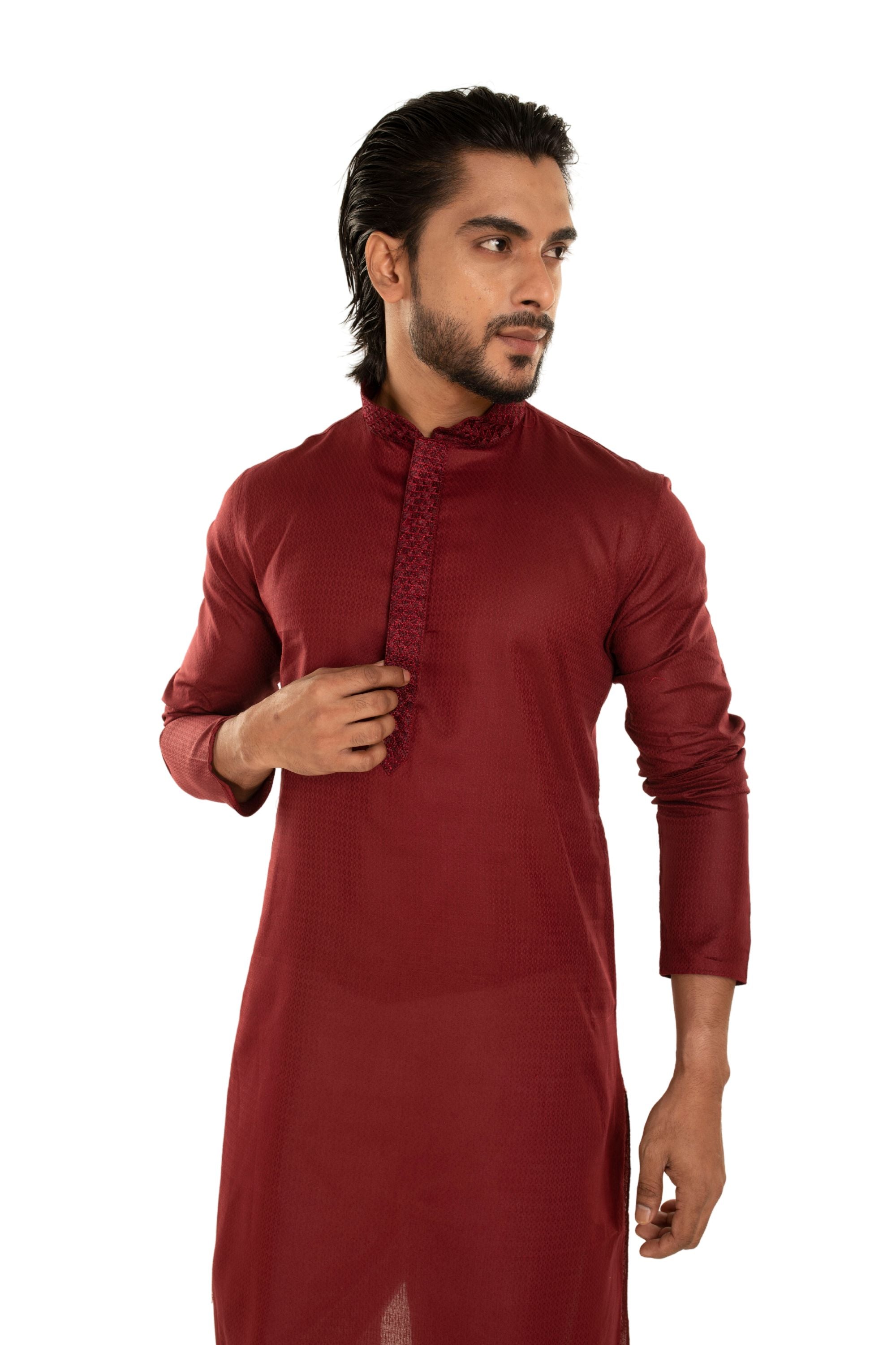Self Designed Kurta with Neck Embroidery