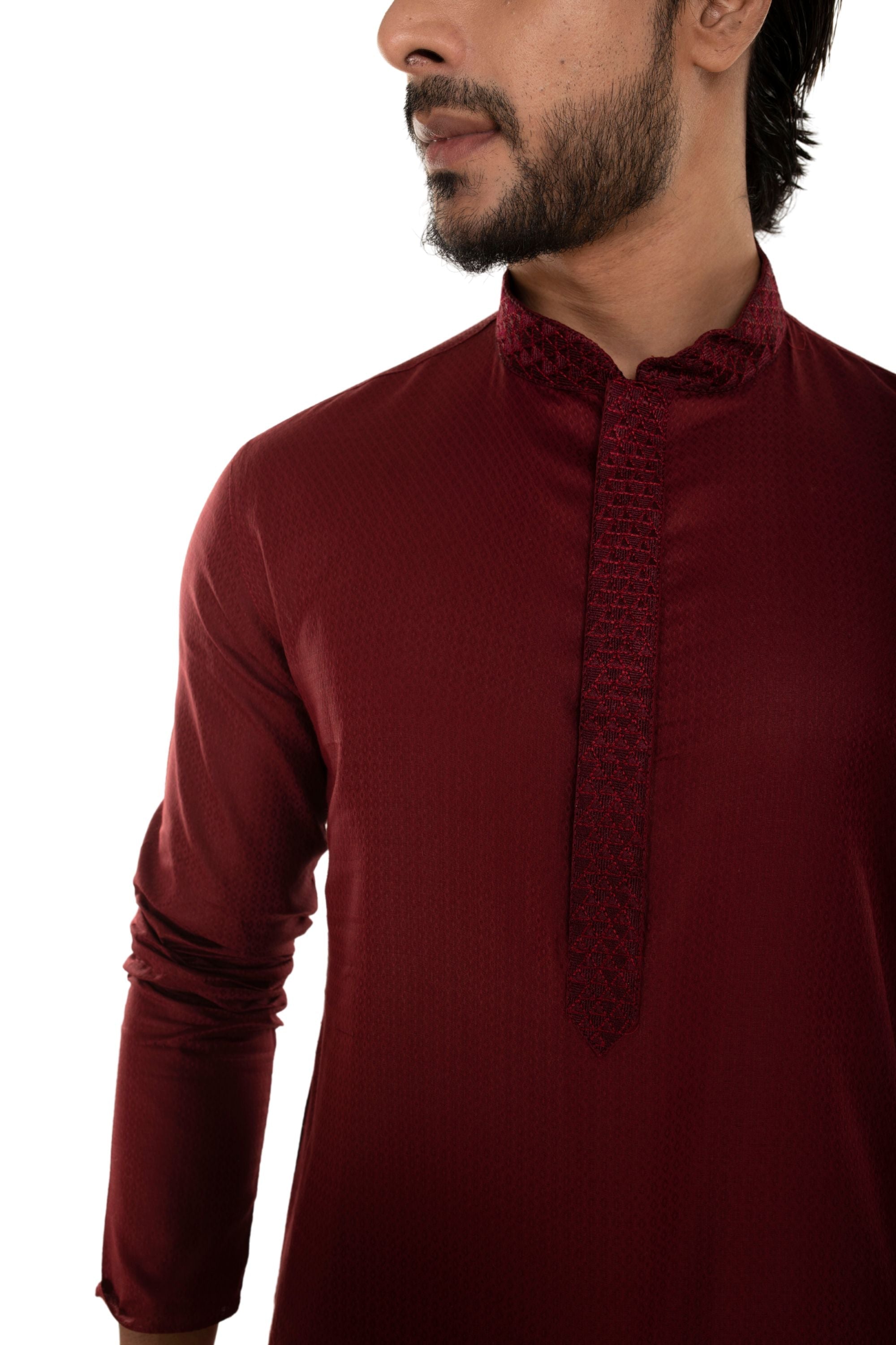 Self Designed Kurta with Neck Embroidery