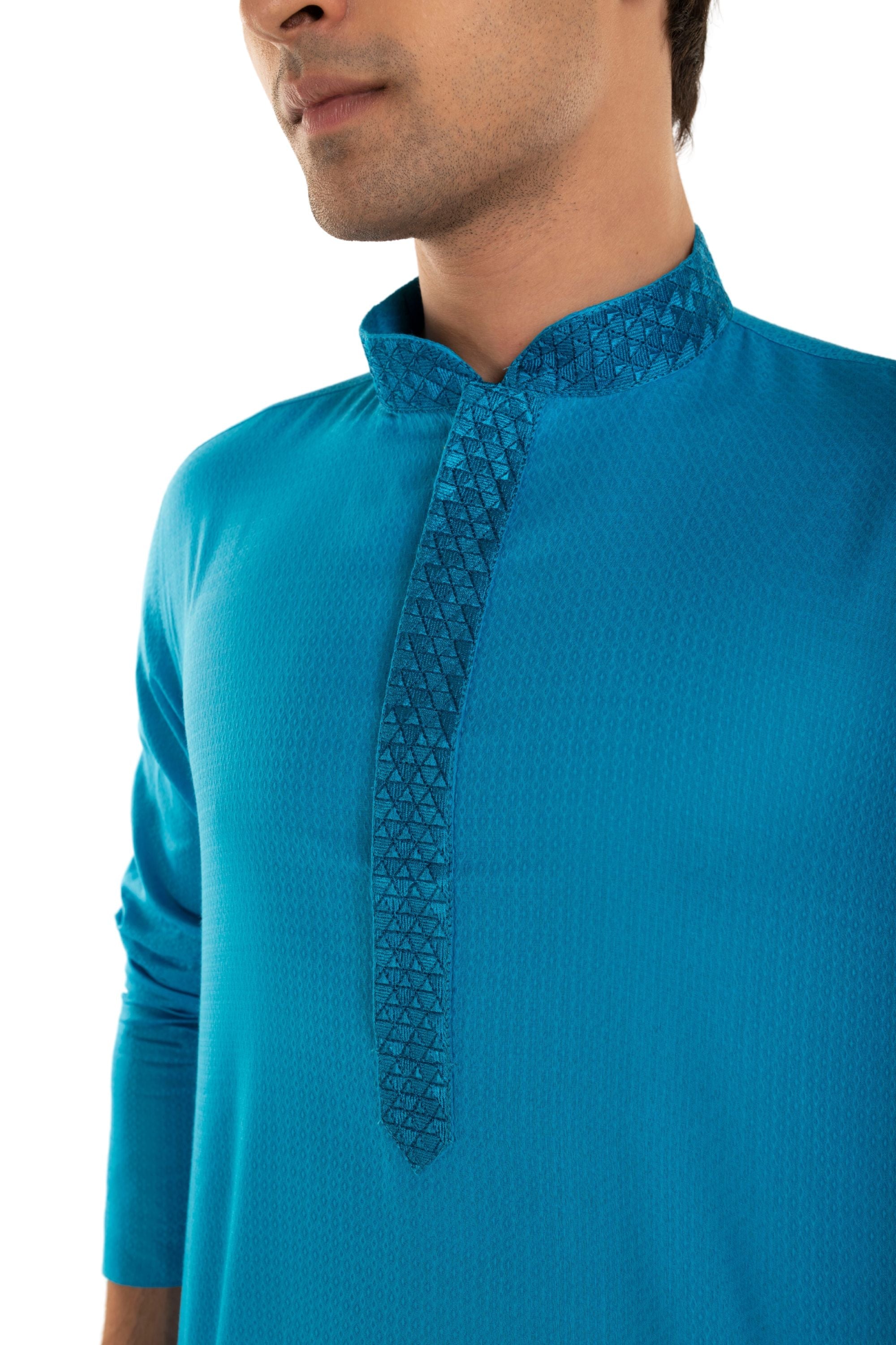 Self Designed Kurta with Neck Embroidery