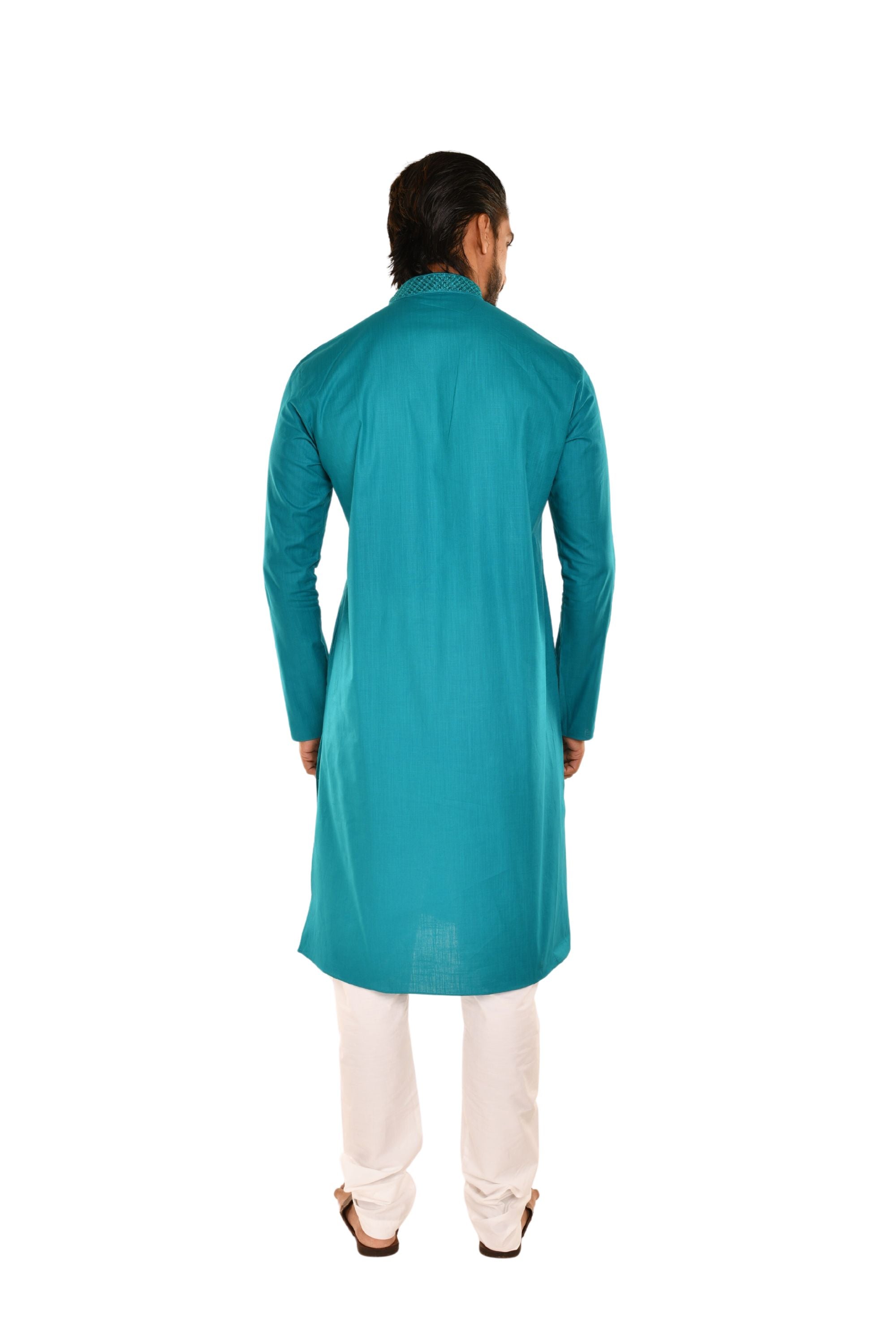 Neck Embroidered Pure Cotton Kurta