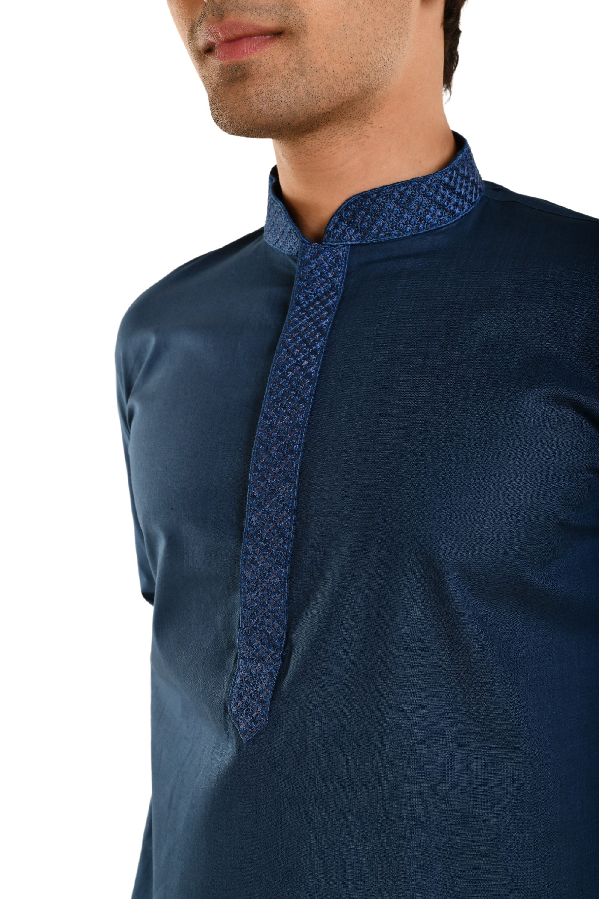 Neck Embroidered Pure Cotton Kurta