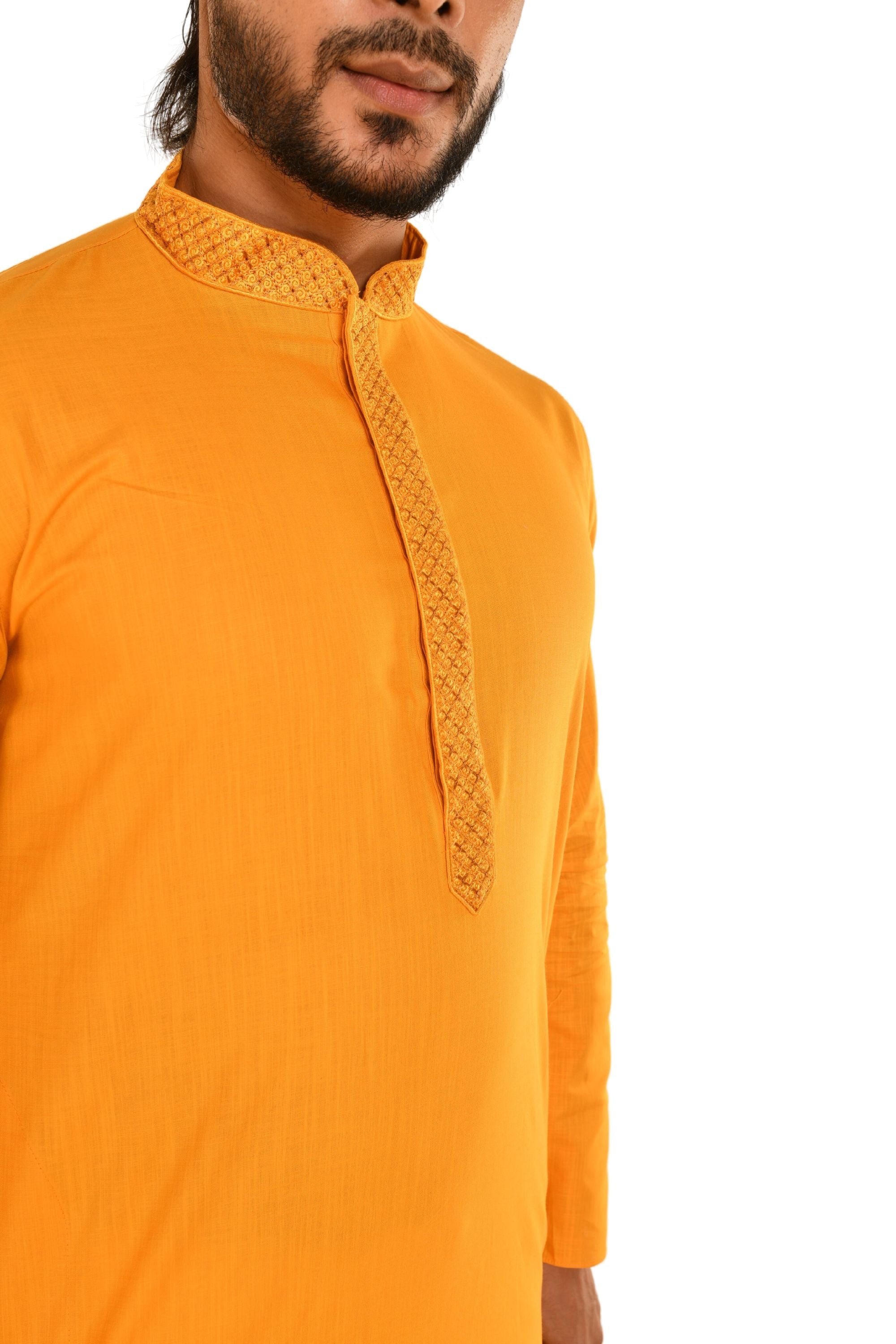 Neck Embroidered Pure Cotton Kurta