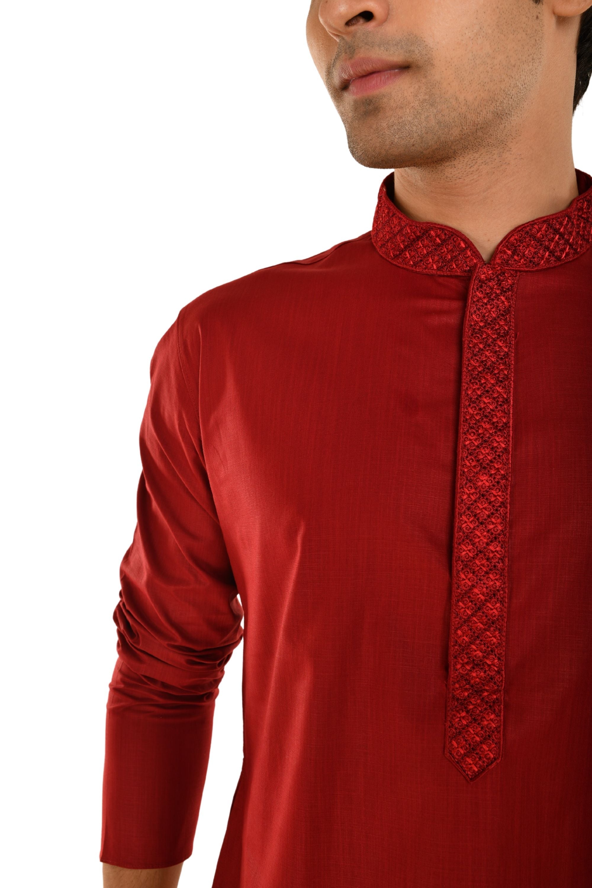 Neck Embroidered Pure Cotton Kurta
