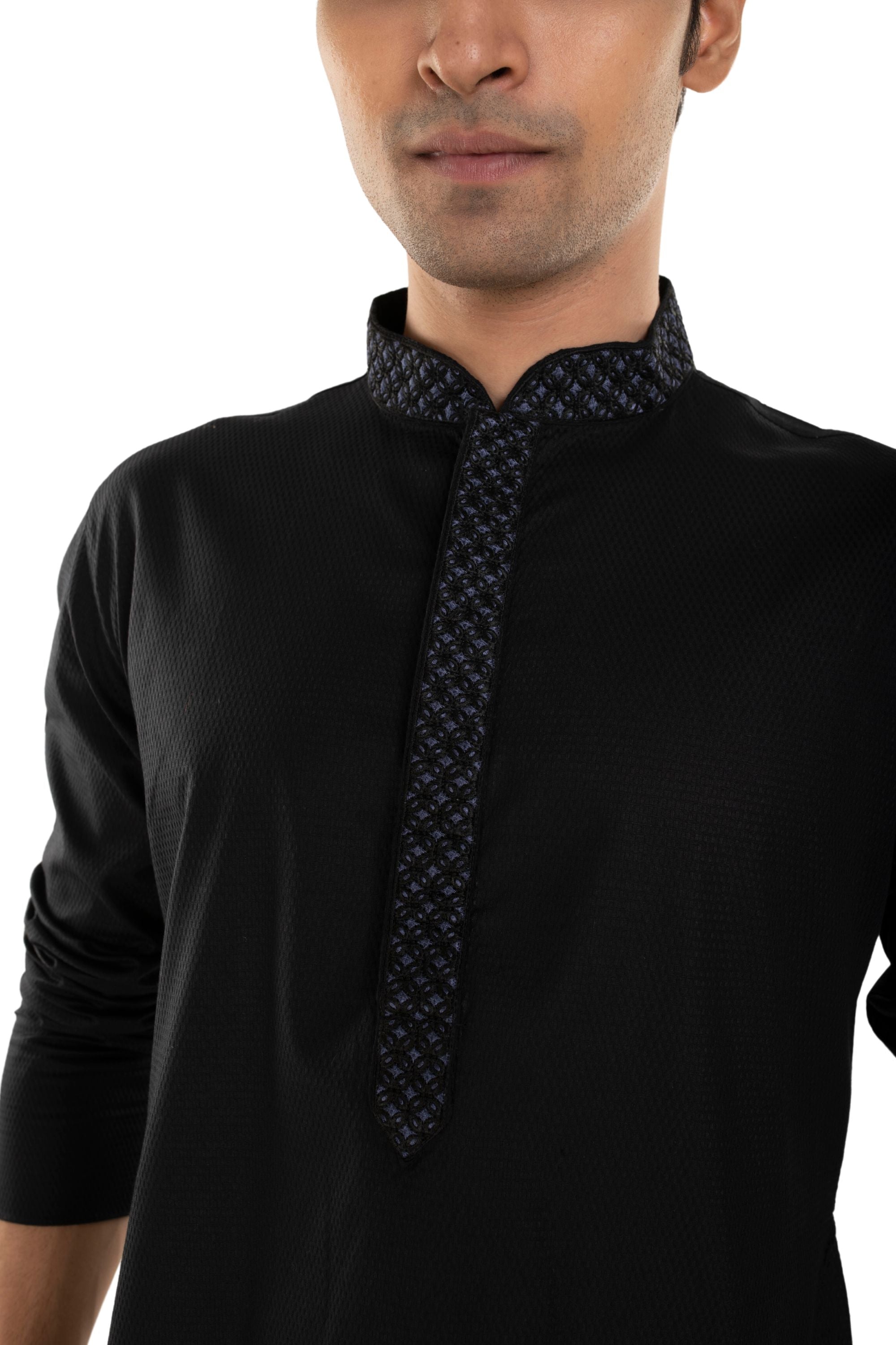 Self Designed Kurta with Embroidery around the Placket