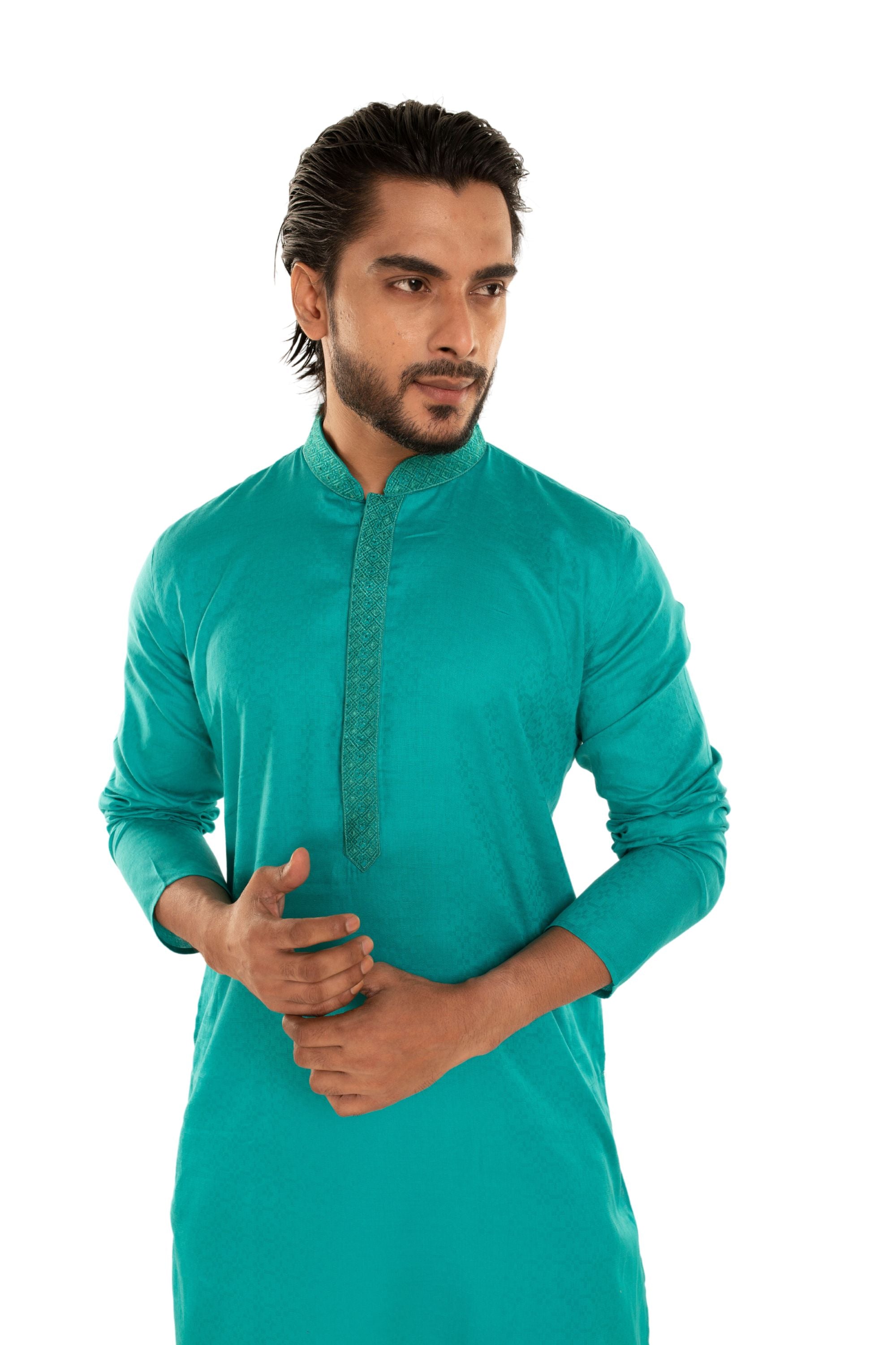 Self Designed Woven Embroidered Long Kurta