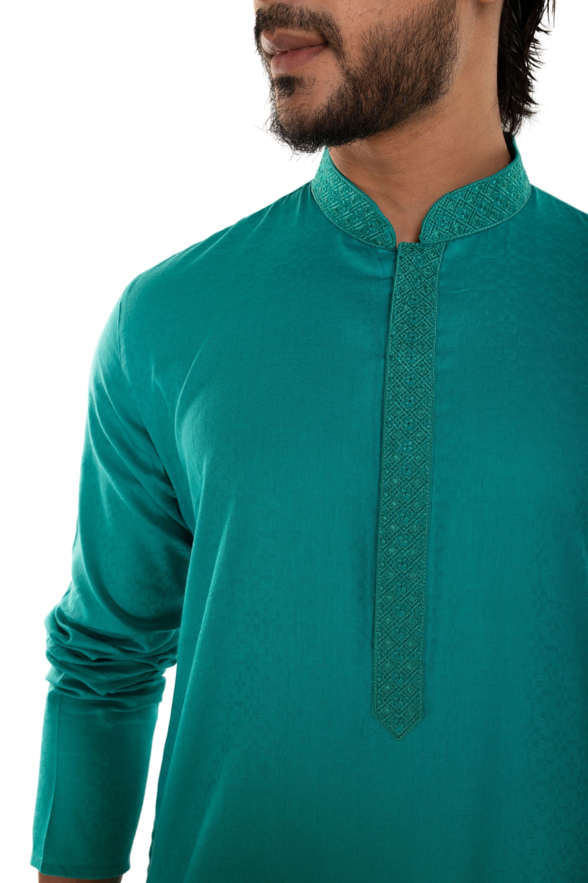 Self Designed Woven Embroidered Long Kurta