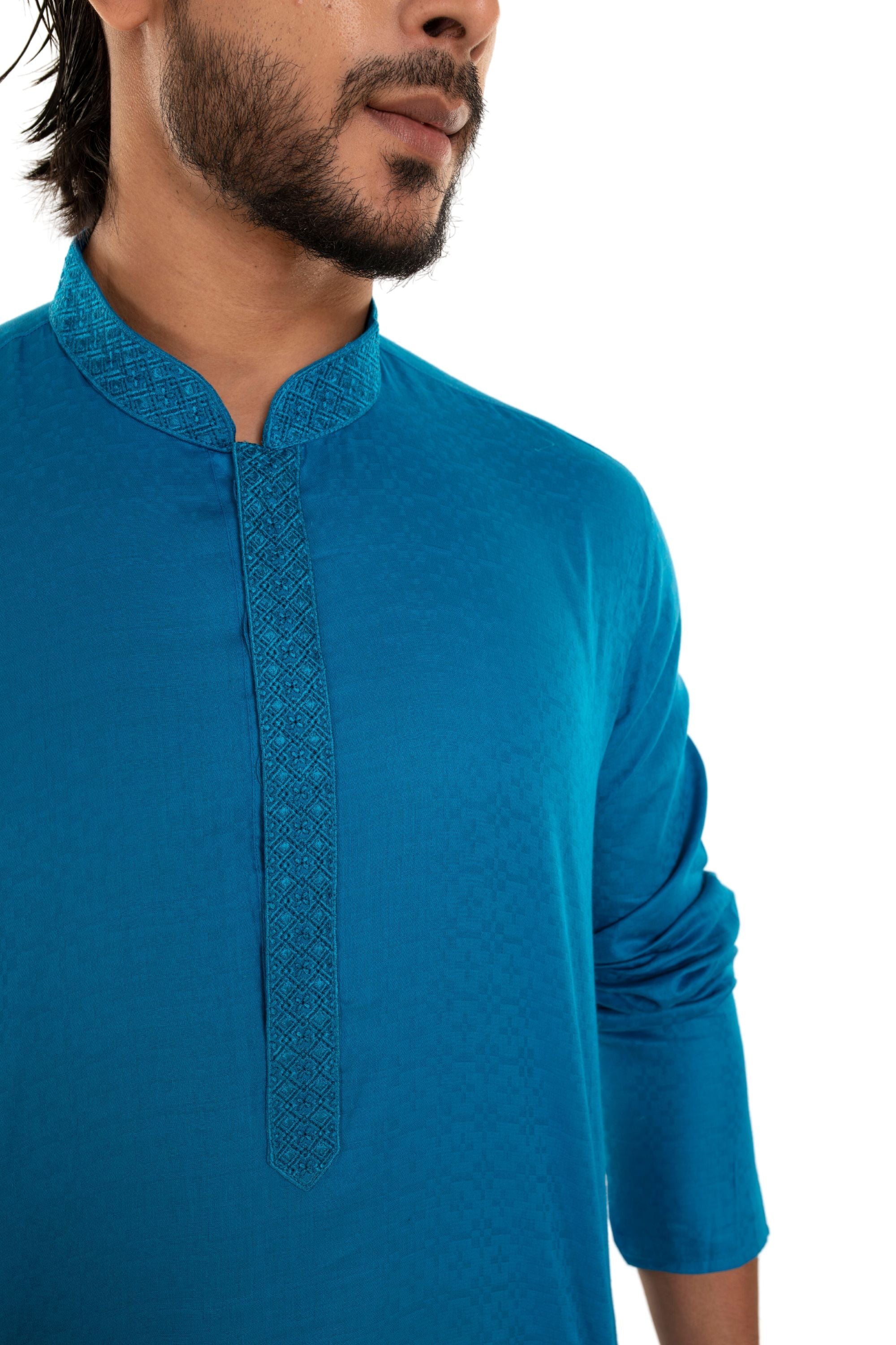 Self Designed Woven Embroidered Long Kurta