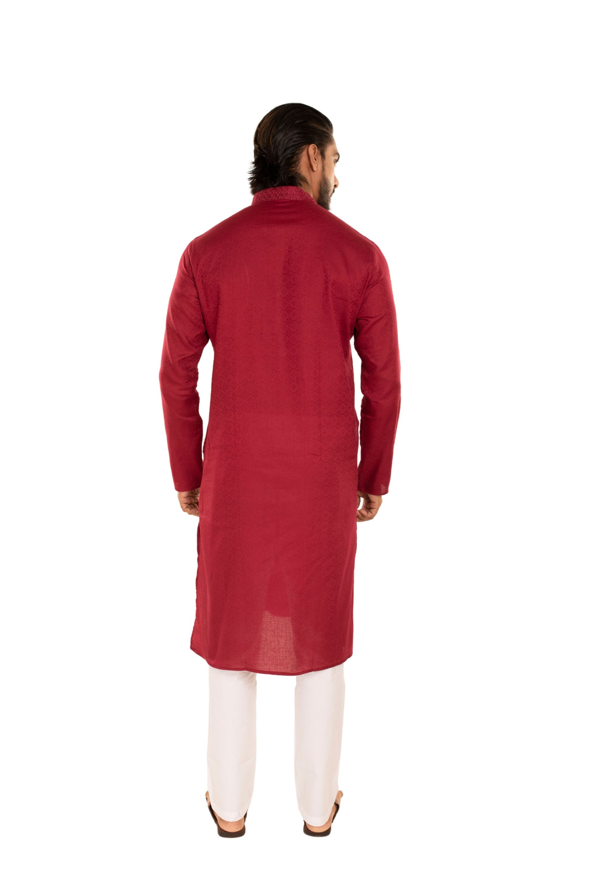 Self Designed Woven Embroidered Long Kurta