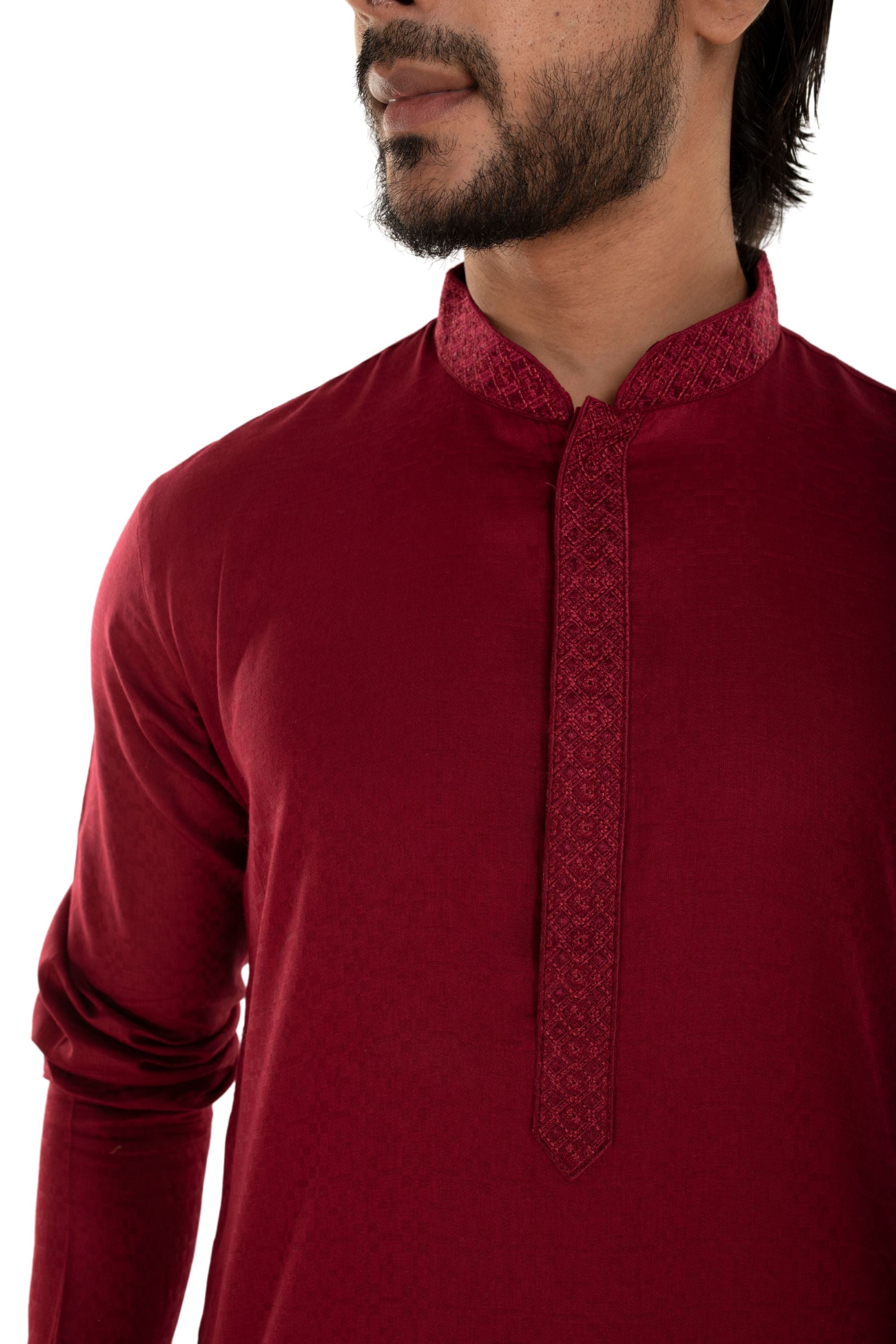 Self Designed Woven Embroidered Long Kurta